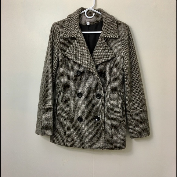 croft & barrow Jackets & Blazers - Wool herringbone double breasted pea coat small